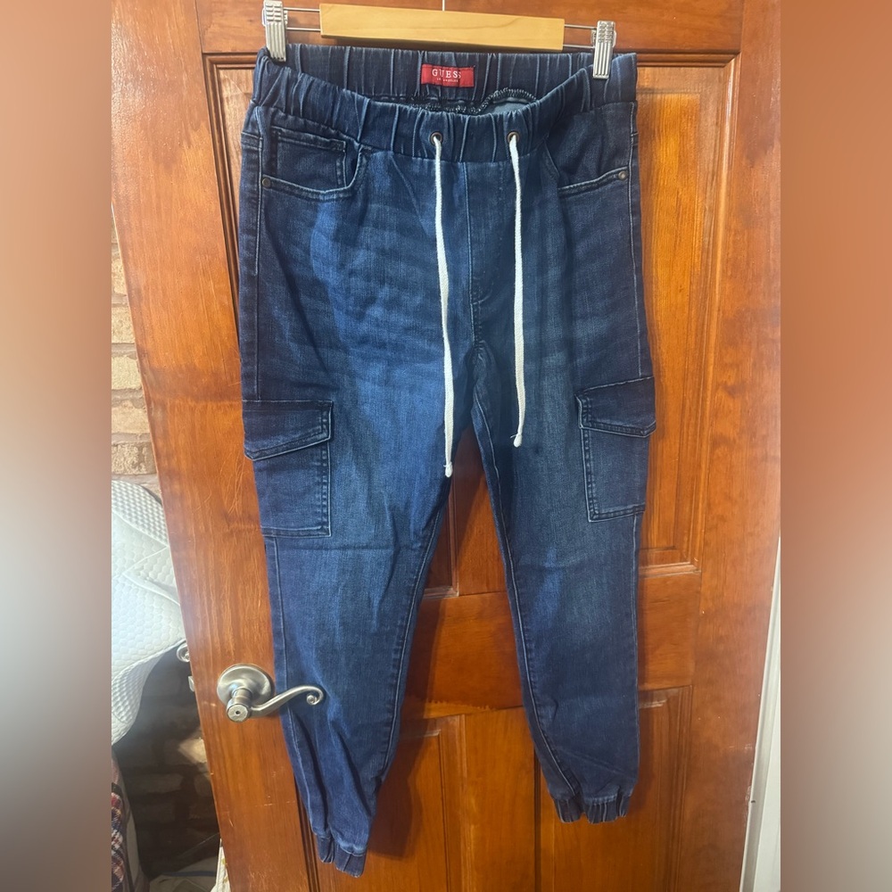 Guess Stretch Denim Cargo Joggers - M